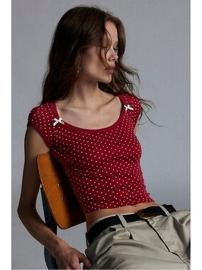 Kimchi Blue Red and white polka dot top